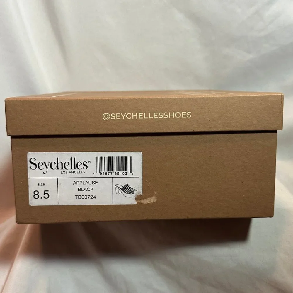 NIB | Seychelles | Applause Woven Platform Mule Sandals | Black | Sz 8.5